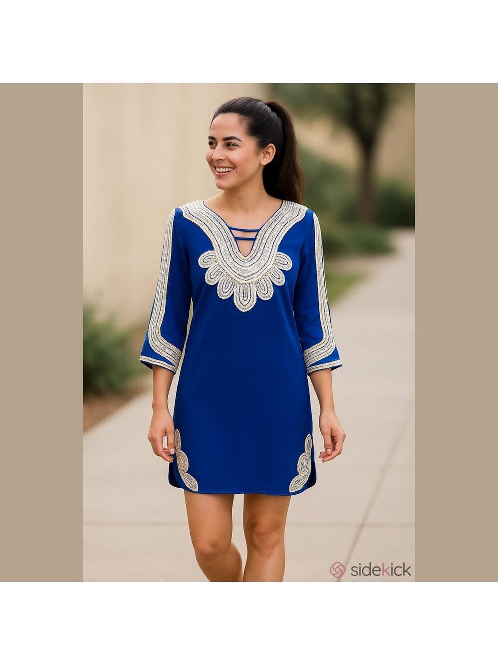 CAMILLA Blue Embroidered Resort Tunic Dress Sz Small